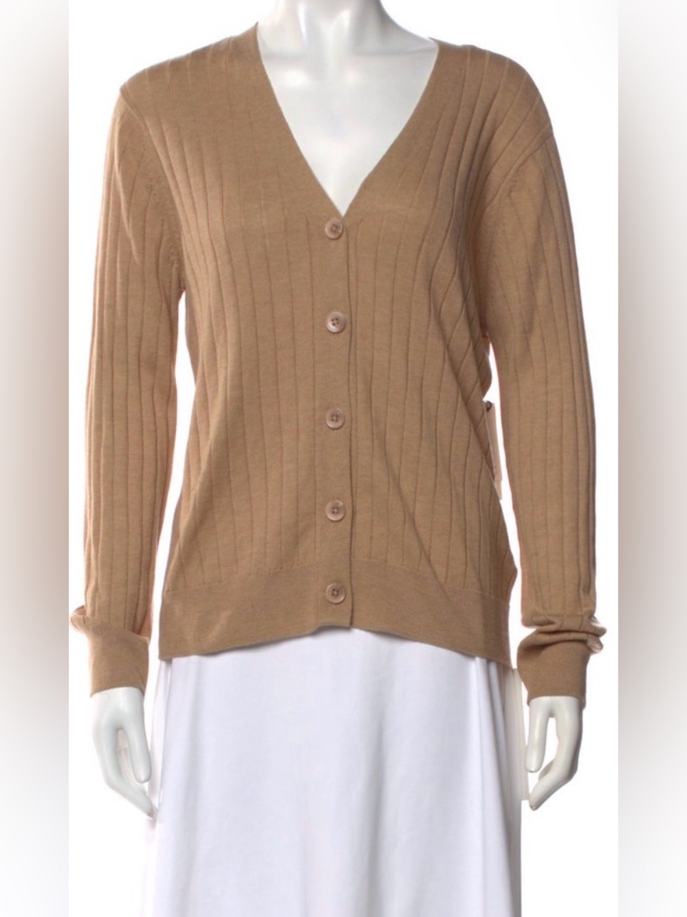 Ted Baker Camel Ribbed V-Neck Button Cardigan